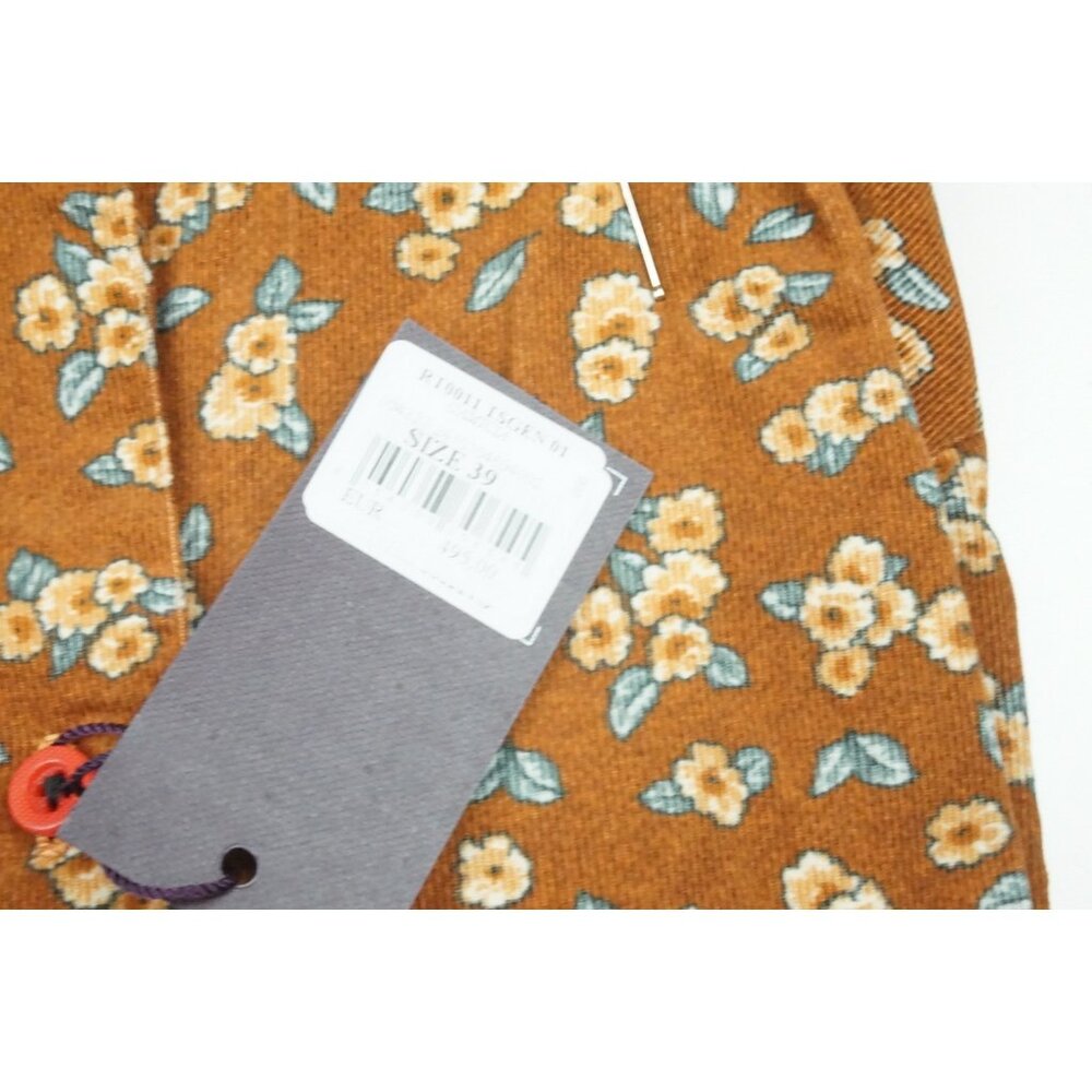 Isaia Microfiber Orange Gray Floral Long Sleeve Cotton Dress Shirt 15.5/39 NEW - Picture 3 of 3